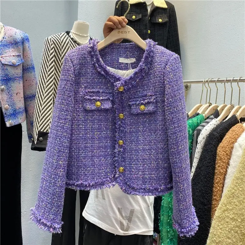 Fashion Casual Wool Jackets Women's Outwear 2023 Autumn Winter Y2k Tweed Coats Long Sleeve Thicken Warm Woolen Jacket Casaco