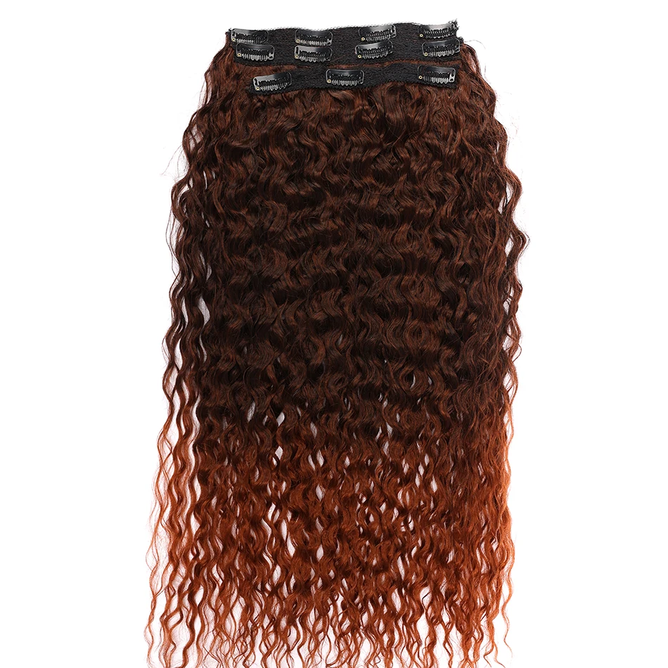 Kinky Curly Clip-in-Haarverlängerungen, synthetisch, 71,1 cm, superlang, Anjo Plus, natürlich, 613, braun, Maiswelle, voller Kopf, künstliche Haarteile – Detail 8