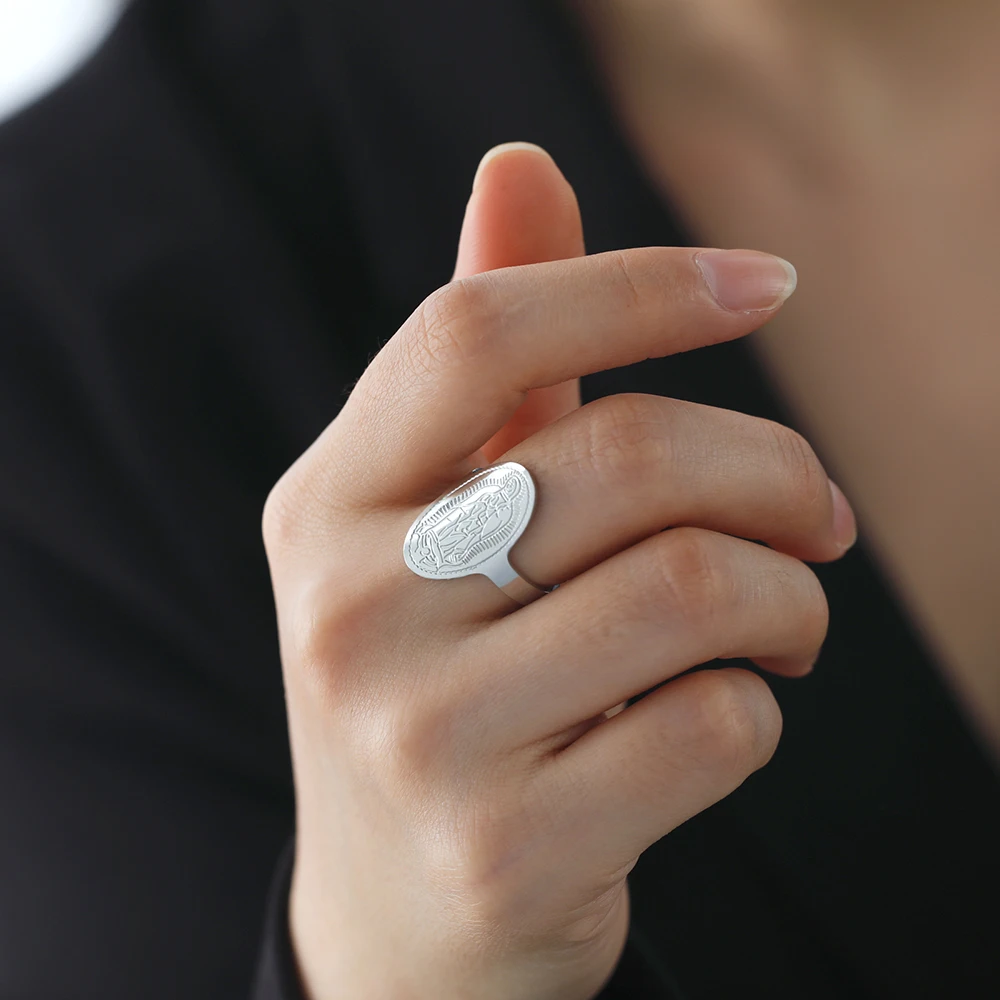 Dawapara Jungfrau Maria Ring verstellbar Heilige Mutter Maria christliche Geschenke Segen Schutz religiöser Ring Edelstahl Schmuck – Detail 7