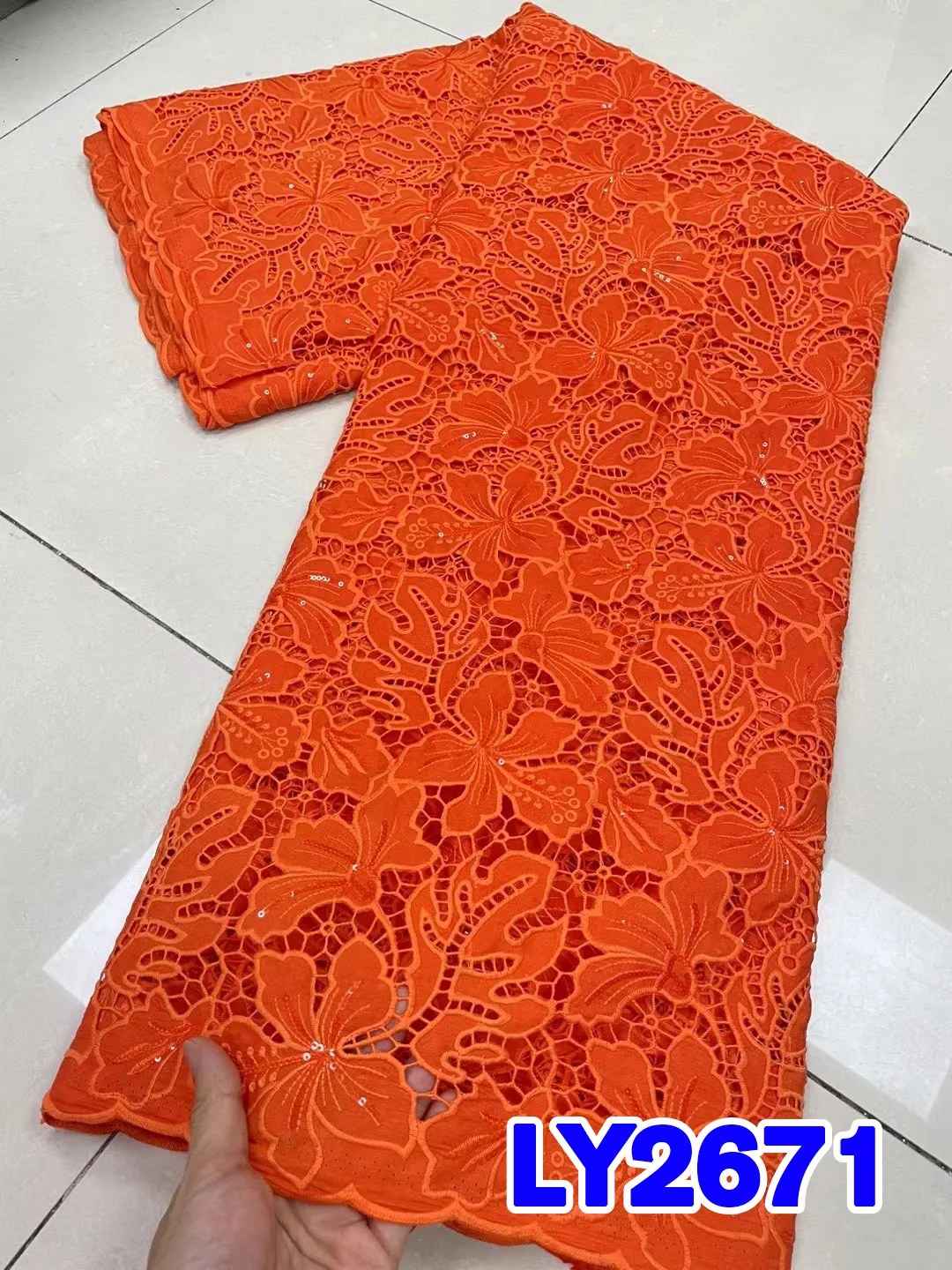 

New Arrival African Guipure Cord Lace Fabric 2023 High Quality White Nigerian Water Soluble Lace For Wedding Party Sewing LY2671