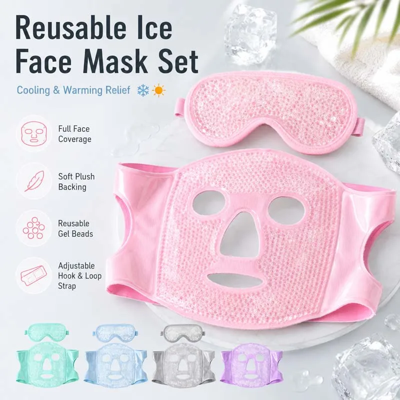 Gel Bead Reusable Cooling Face & Eye Mask Set