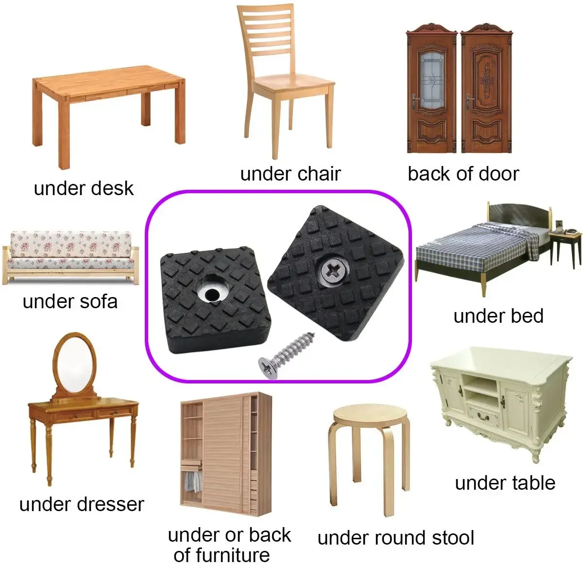 Non Skid Legs Pad Bumpers Pads Non Slip Feet Pads with Screws Square Shape Carpet Floor Protector for Tables Chair Sofa 12Pcs chair leg caps,furniture gliders,furniture foot mats,chair leg protector,furniture foot protector,furniture leg pads,furniture foot pads,furniture leg caps,rubber furniture feet pads