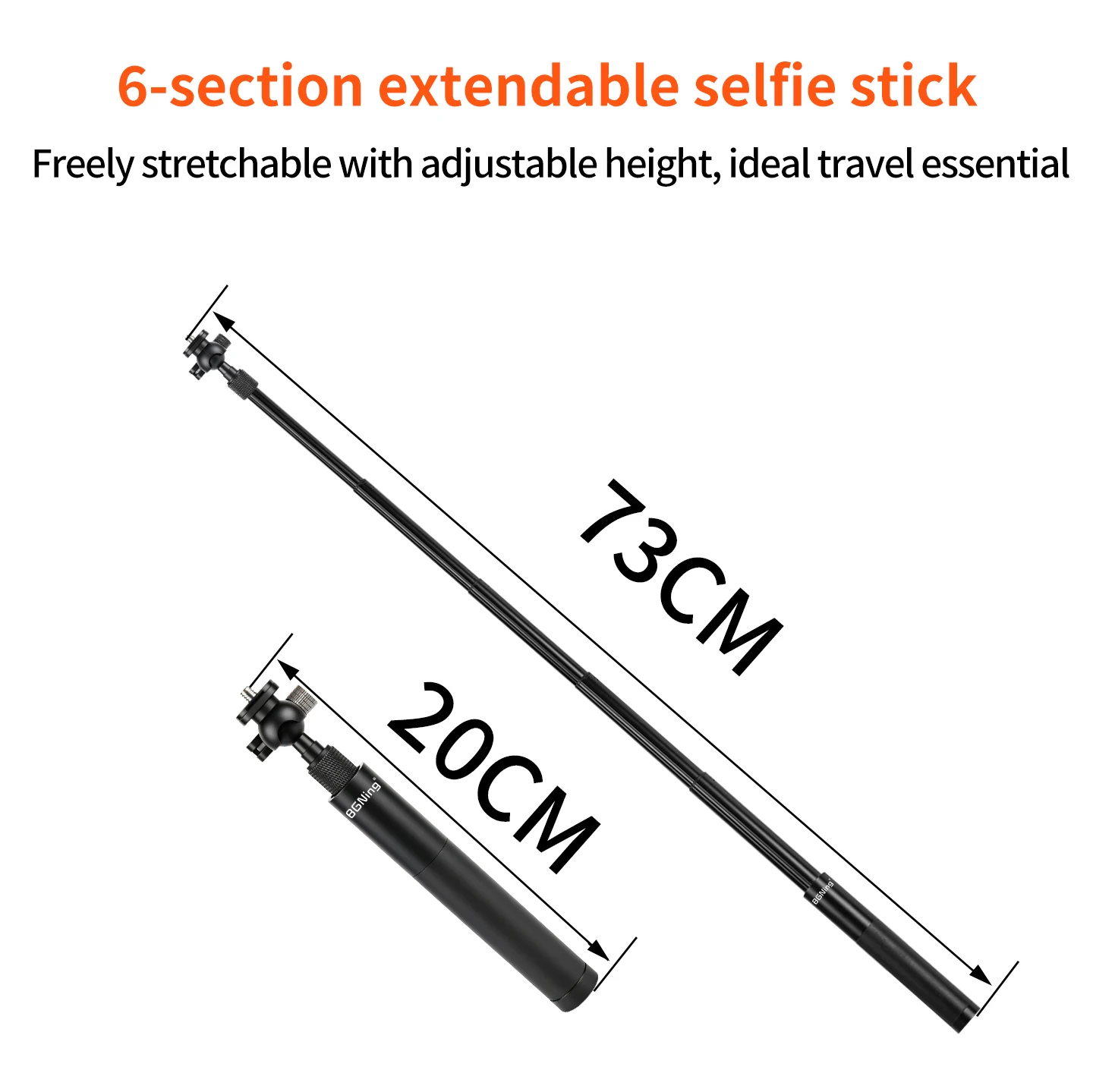 70cm 셀카봉 휴대용 확장 삼각대 스탠드 (고프로, 인스타360, DJI 액션 카메라, 스마트폰 호환)