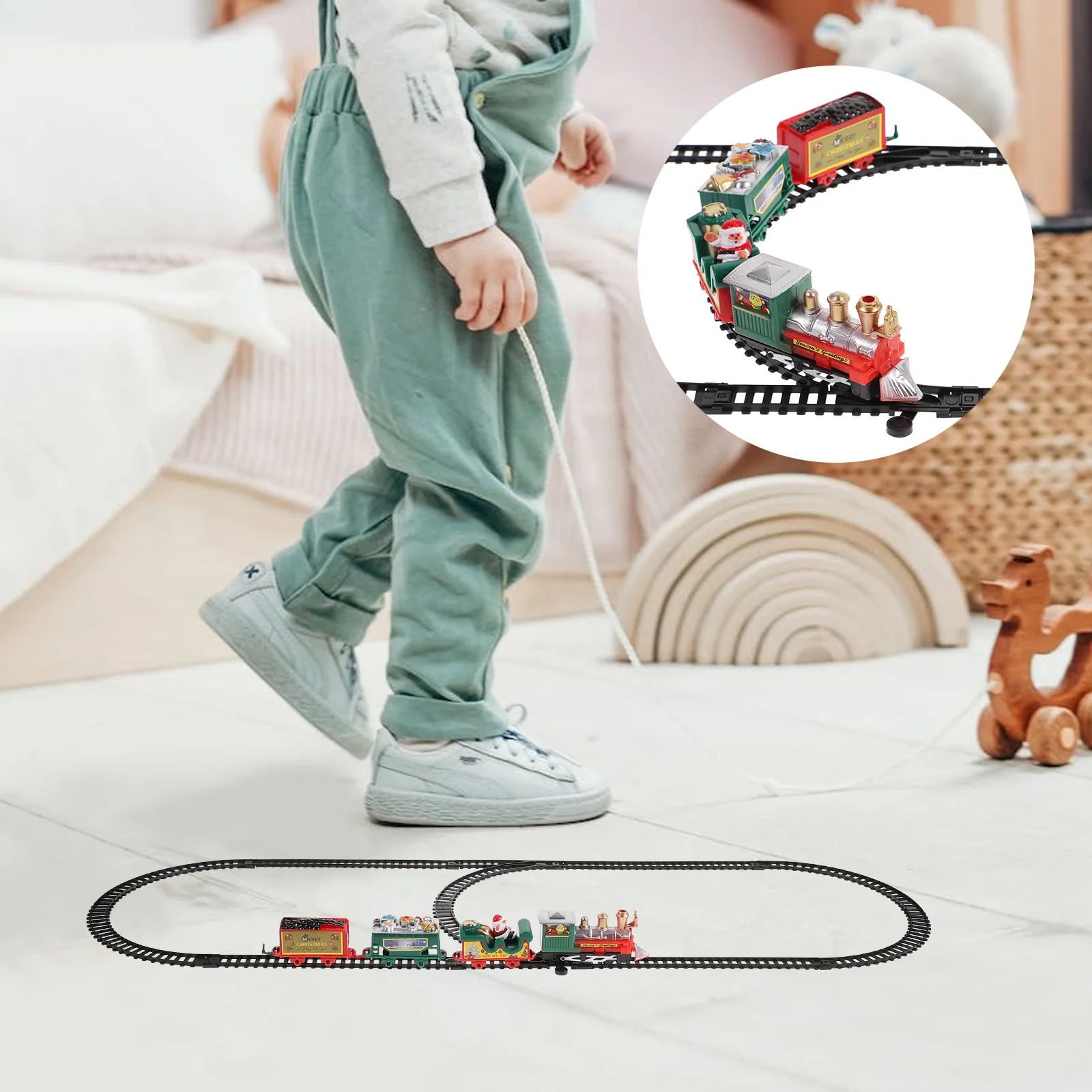 

Christmas Electric Train Toy Rail Car Mini Music Track Model Educational Toys For Kids Party Xmas Gifts