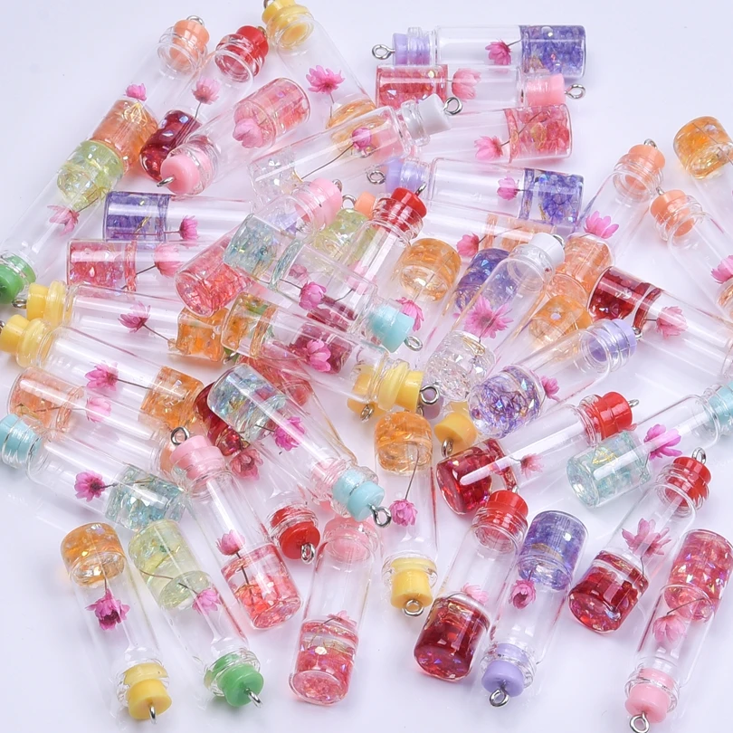 

Random DIY Cute Girl Earrings Pendants Flowers stored in drift Bottle Resin Charms for Jewelry Making Crafts Findings Materials