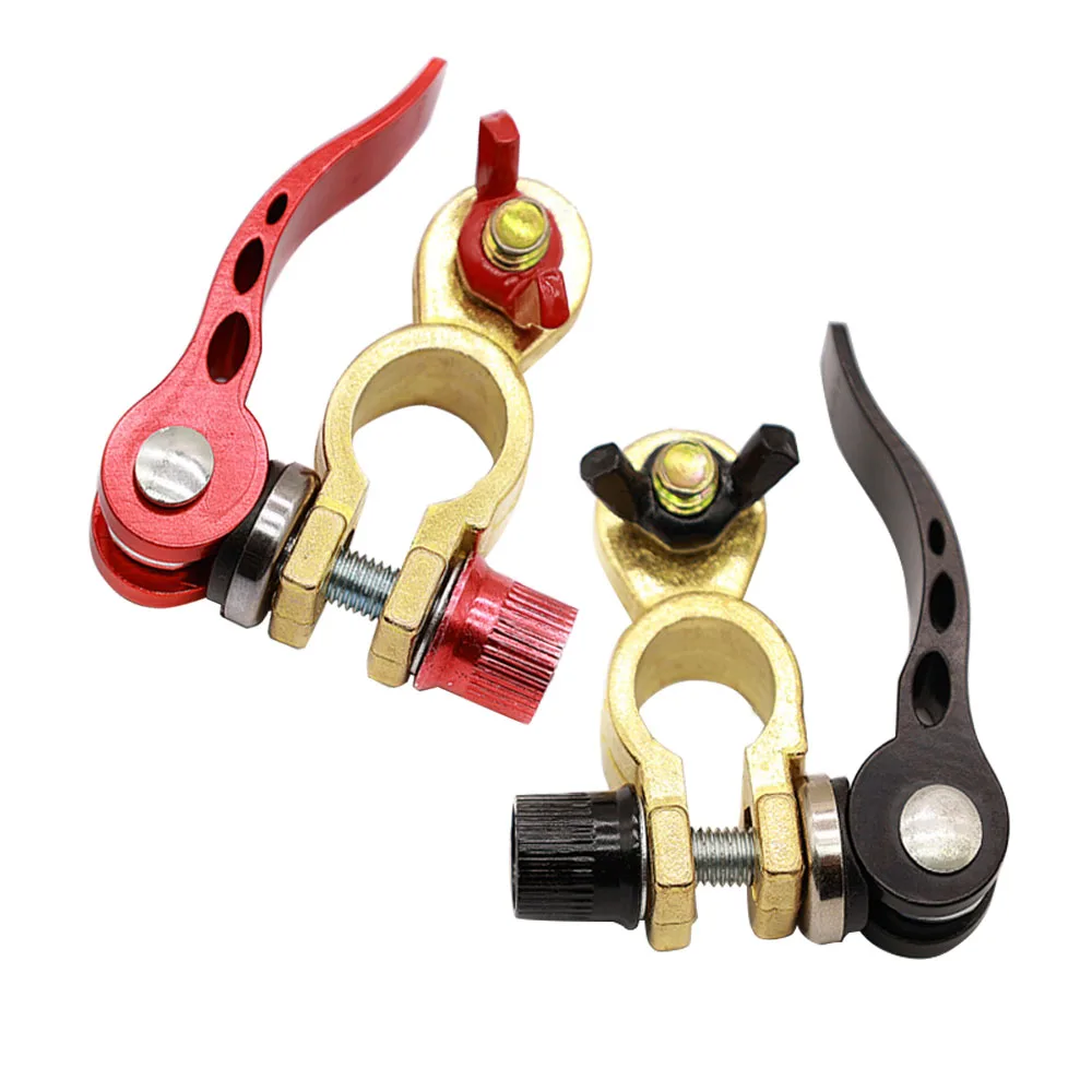 1 Pair M8 5/16 Car Battery Terminal Connectors 70 mm Brass Quick Release Universal For Car Truck RV Truck Auto Accessories