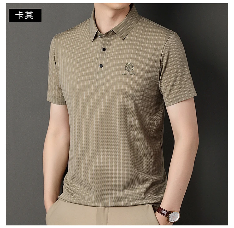 Green Snake Fashion Summer Casual Breathable Cool Comfortable Lapel Polo Short Sleeve Korean Striped Print Design T-shirt Top 20 S1ac624ce6a894638932371da18cbaec0H