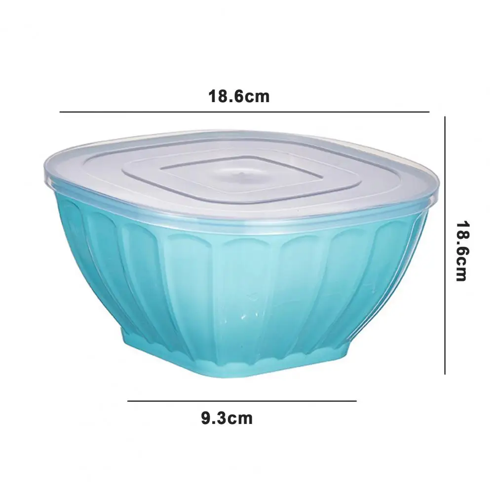 Stackable Square Plastic Bowl with Lid Large Opening Space-saving Meal Prep  Salad Bowl Kitchen Supply - AliExpress