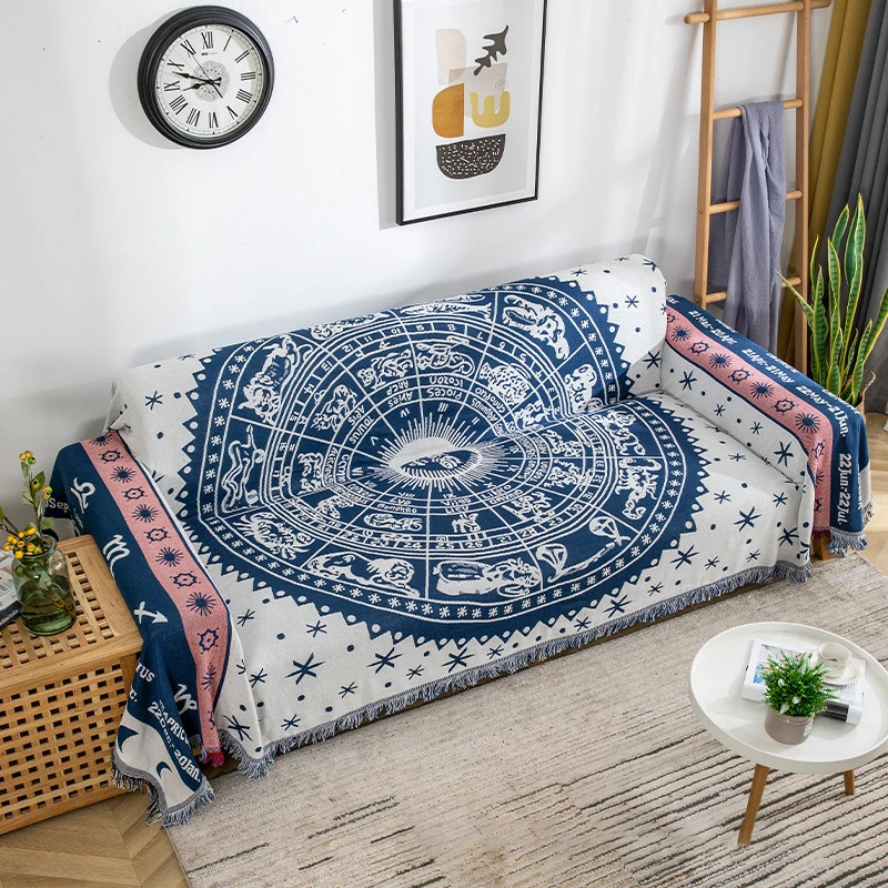 

Large Astrology Zodiac Celestial Throw Blanket Tapestry Bedspread Outdoor Camping Beach Towels Sofa Chair Cover Mat Rug Tassel