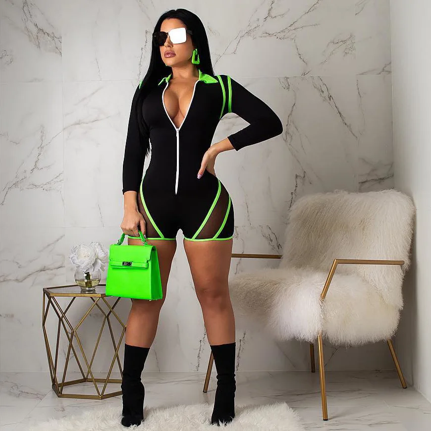 

Motorcycle motorcycle stripe splicing two-piece women's activewear active fluorescent mesh zipper long-sleeved slim-fit sports s