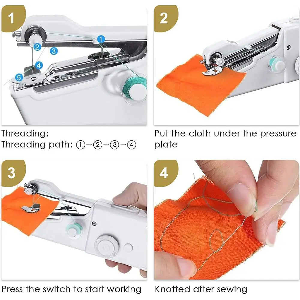 Portable Handheld Sewing Machine Mini Stitch Sew Needlework Cordless Clothes Fabrics Electric Sewing Machine 2