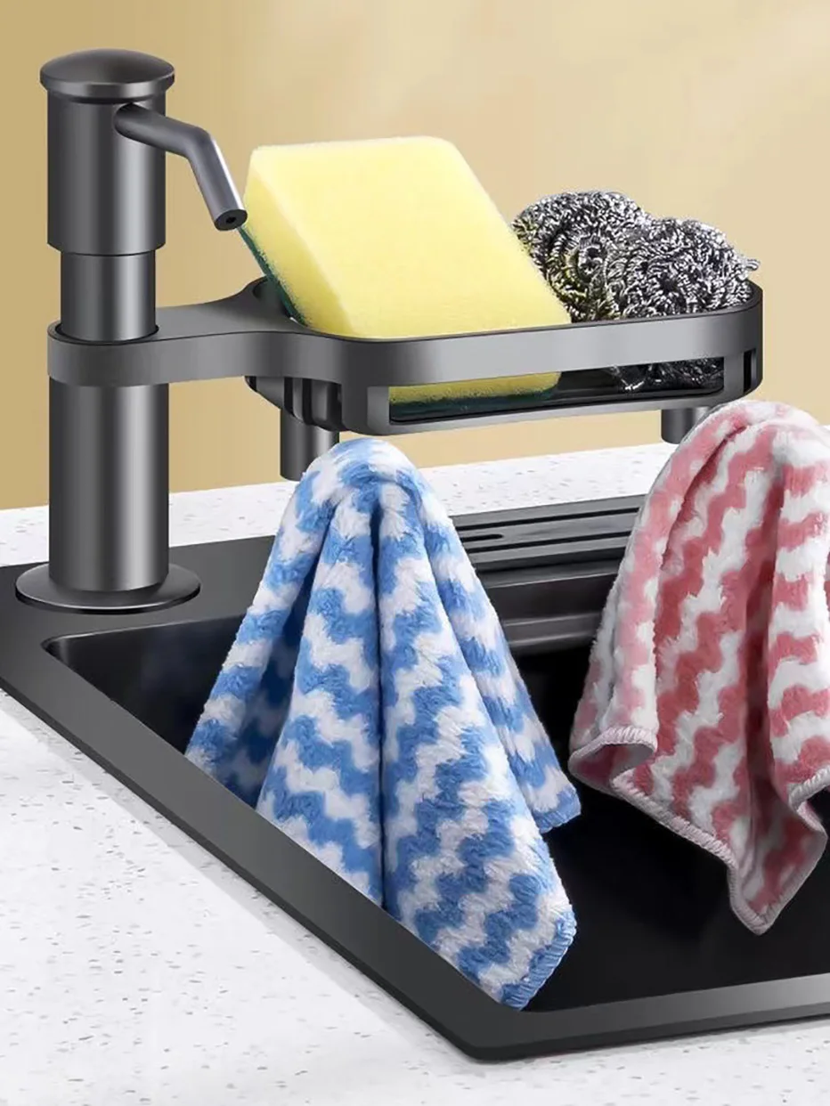 Description Picture 5 of itemKitchen Built-in Soap Dispenser Sponge Scrubber Holder Under Sink Countertop Dishes Liquid Dispenser with Extension Tube