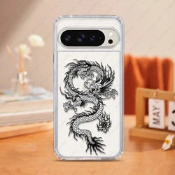 2-in-1 PC+TPU Shockproof Bumper Case with Dragon Art Design for Pixel 8 Pro 5G (E01)