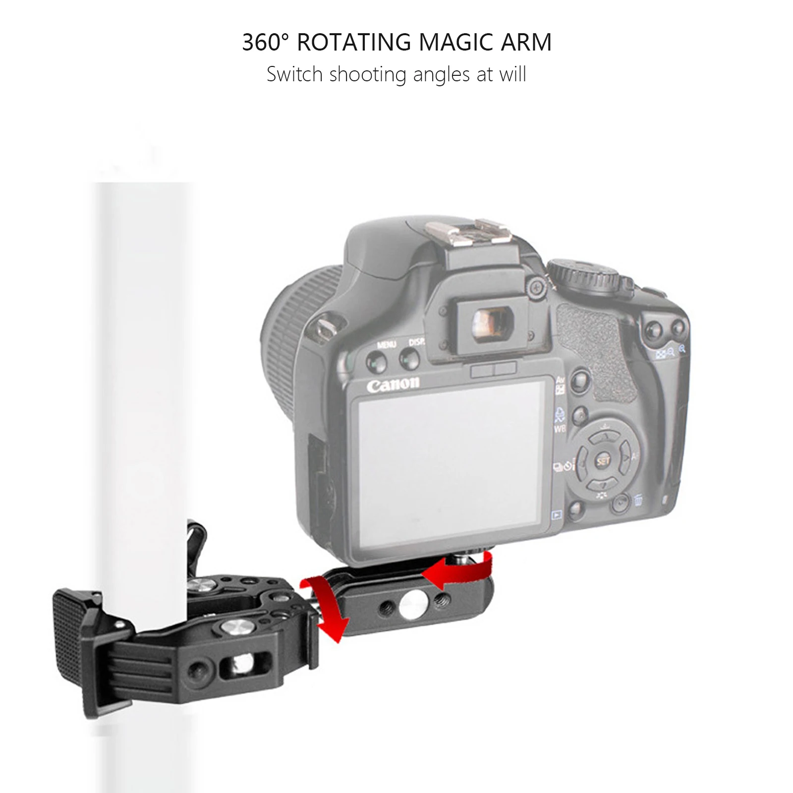 듀얼 볼헤드 매직 암, 콜드 슈, 1/4인치 3/8인치 나사산이 있는 새로운 슈퍼 클램프, GoPro DJI 데스크 삼각대용 폰/액션 카메라 마운트