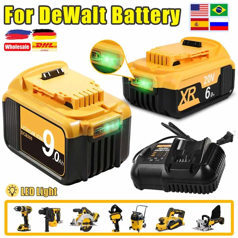 For Dewalt Dcb200 20v 3.0ah/4.0ah/6.0ah/9.0ah Replacement Battery