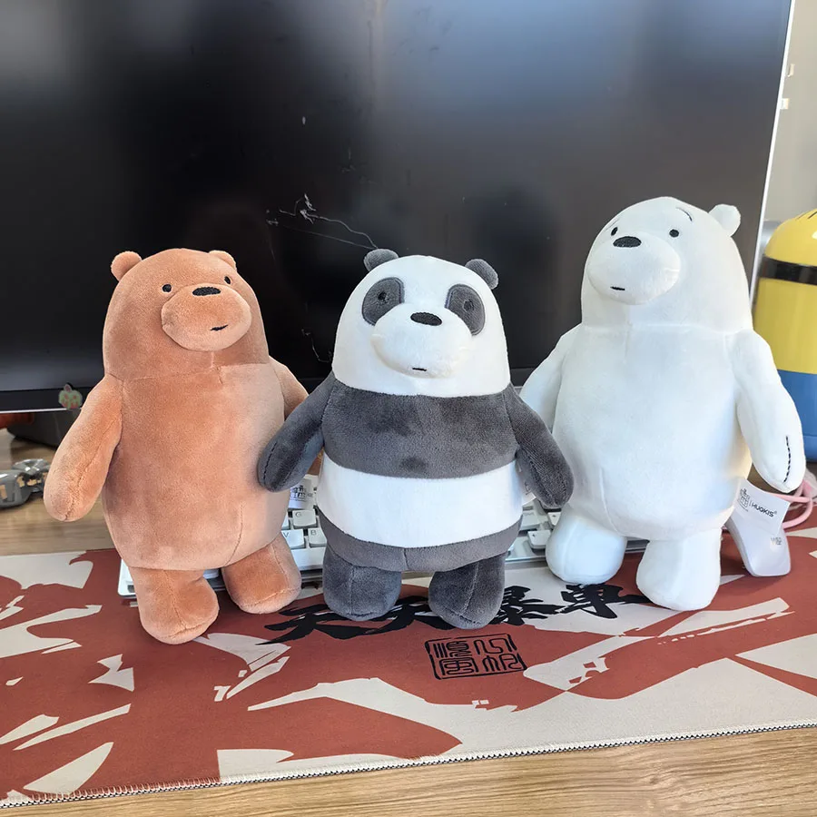 Collectible We Bare Bears Plush Toy - Adorable Soft Bear Doll, 24cm Standing or 20cm Sitting