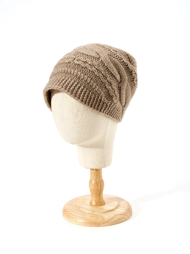 WomenCashmereHeavyCablesRopesKnit4plyCapsThickBeanies2023