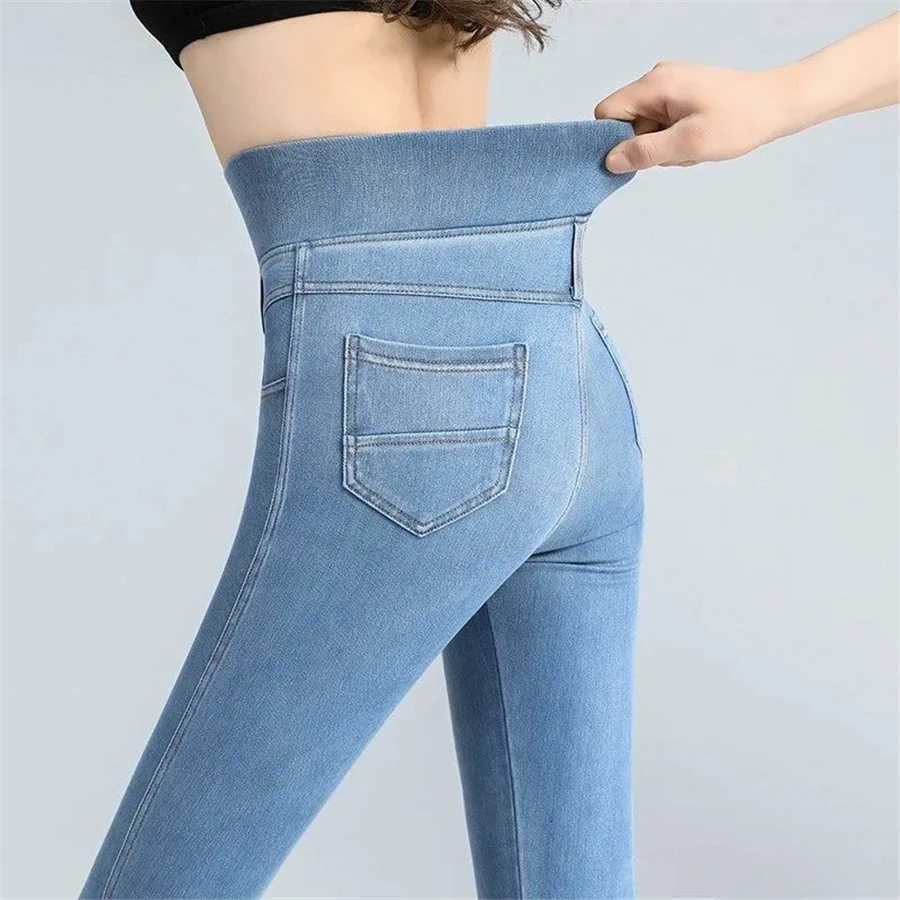 jeans feminino azul magro vaqueros tornozelo-comprimento denim