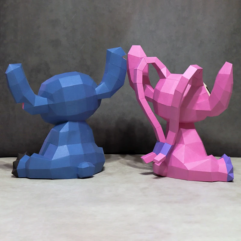 Stitch Angel Paper Model 40cm Low Poly Sculpture Papercraft 3D DIY Handmade Toy Movie Props Children Room Decor MINISO Disney