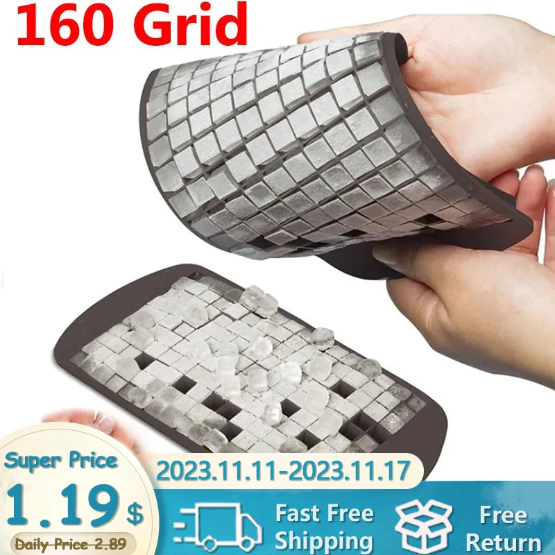 160 Grids Silicone Ice Cube Eco-friendly Cavity Tray Mini Ice