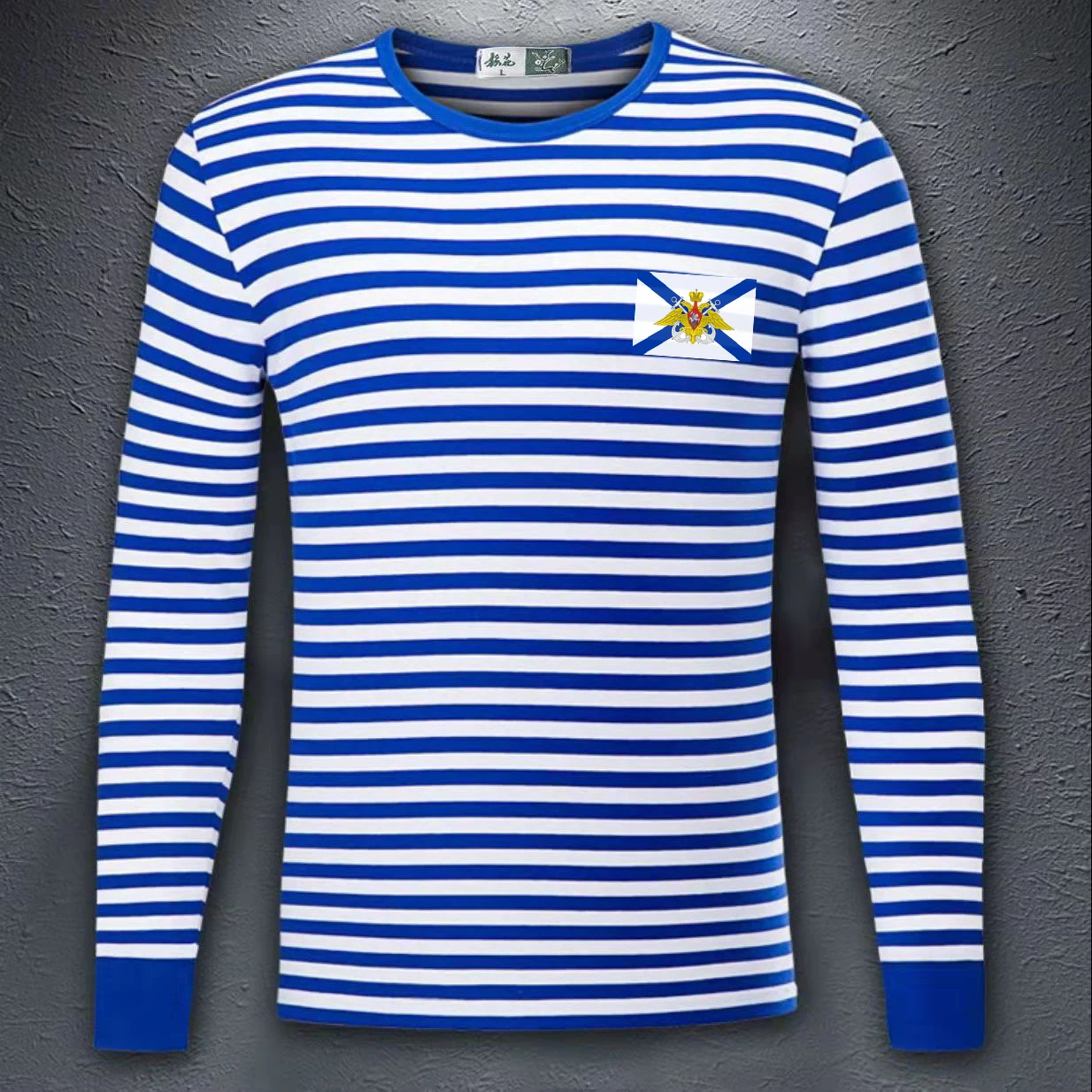 

Russian Sailor Telnyashka Navy Top Navy Flag Sailor's Striped T-Shirt 100% Cotton O-Neck Long Sleeve T-Shirt Breton Top
