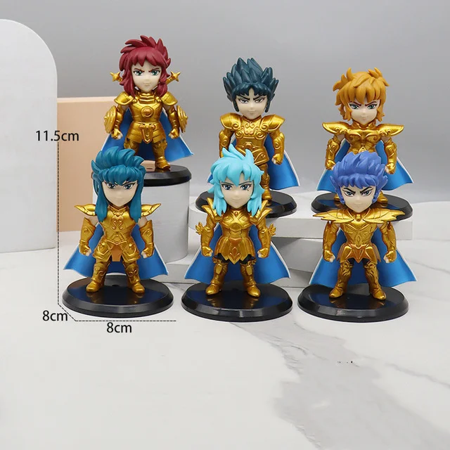 Figurine en PVC à collectionner Saint Seiya, chevalier du zodiaque, jouet  beurre, cadeau d'anniversaire pour enfants, 6 pièces, modèle Kawaii