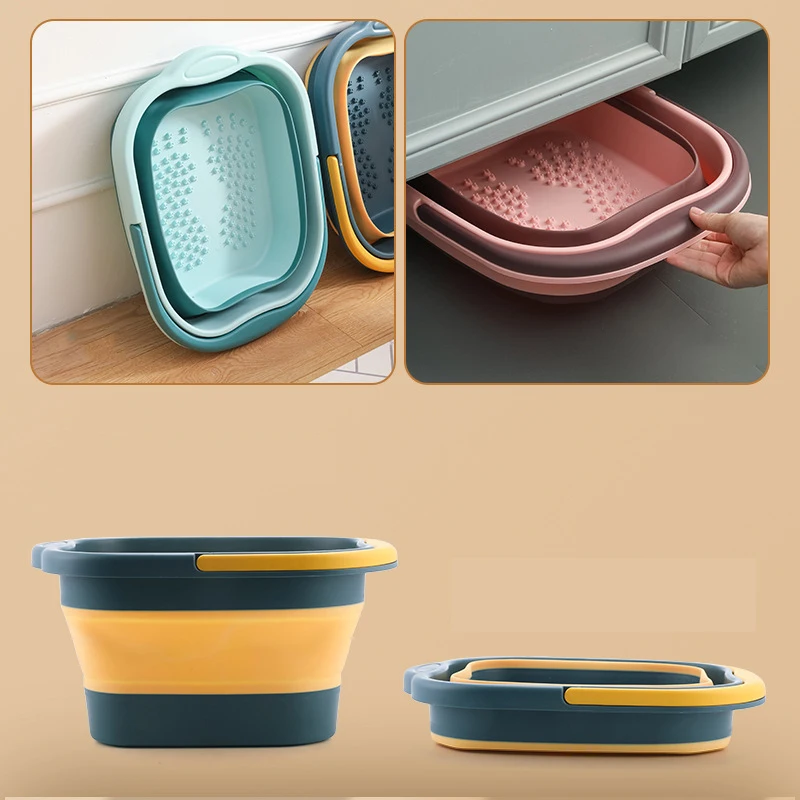 Folding Wash Basin Foldable Bucket Pedicure Tub for Feet Massage Foot Spa Basin Household Folding Basin Laundry Car Washing Bucket
