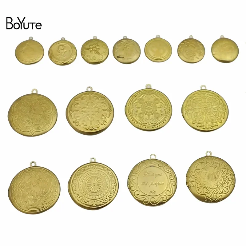 

BoYuTe (50 Pieces/Lot) Raw Brass No Plated Round Shaped Photo Locket Pendant Can Open Diy Jewelry Accessories Wholesale