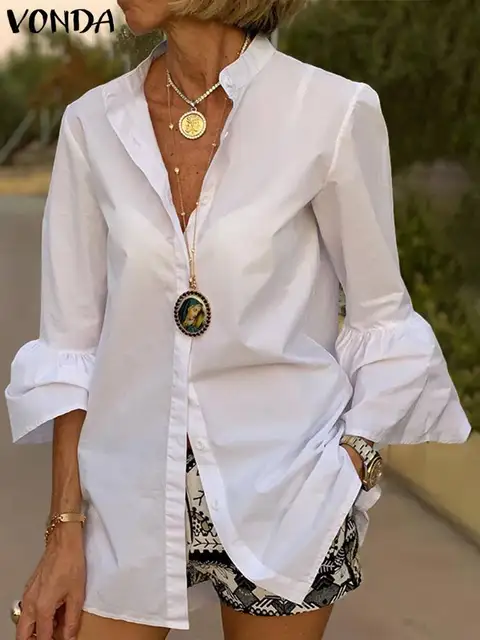 2024 VONDA Elegant Flare Sleeve Blouse 2
