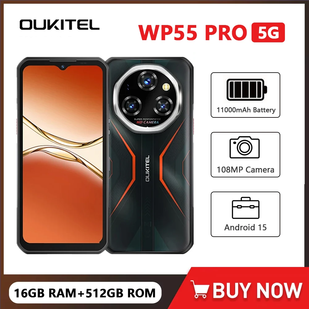 Oukitel WP55 Pro 5G 頑丈なスマートフォン Android 15 48GB(16+32) +