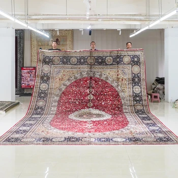 366x549cm Handknotted Silk Carpet Luxury Oversized Tribal Oriental Area Rug (MC013A)