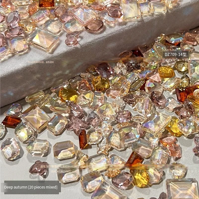 

20pcs Shiny Mix Size Crystal Nail Diamond Mix Accessories Flash Nail Jewelry Flat Shaped Diamond small nail accessories