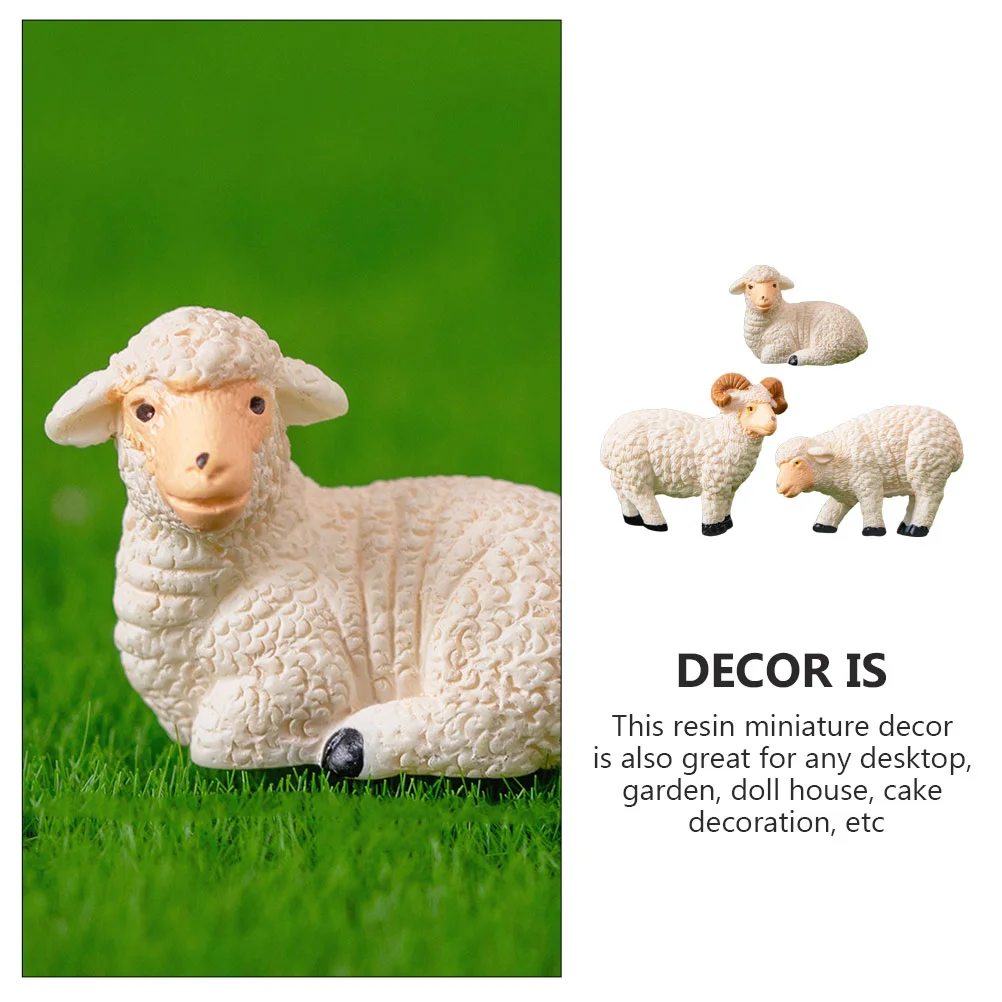 Miniature Sheep Animals Ornamento, Tiny Figurines, Simulation Model, Home Acessórios