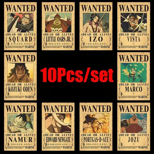 10Pcs Anime One Piece Luffy Wanted Vintage Posters Set for Room Wall Decoration Cartoons Zoro Wanted Painting Stickers Toys Gift - Image 5