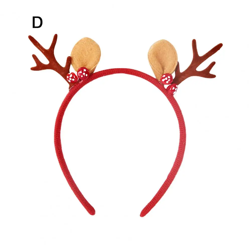Festive Antler Hairband Festive Reindeer Headband with Bells for Christmas Cosplay Party Colorful Velvet Costume for Christmas
