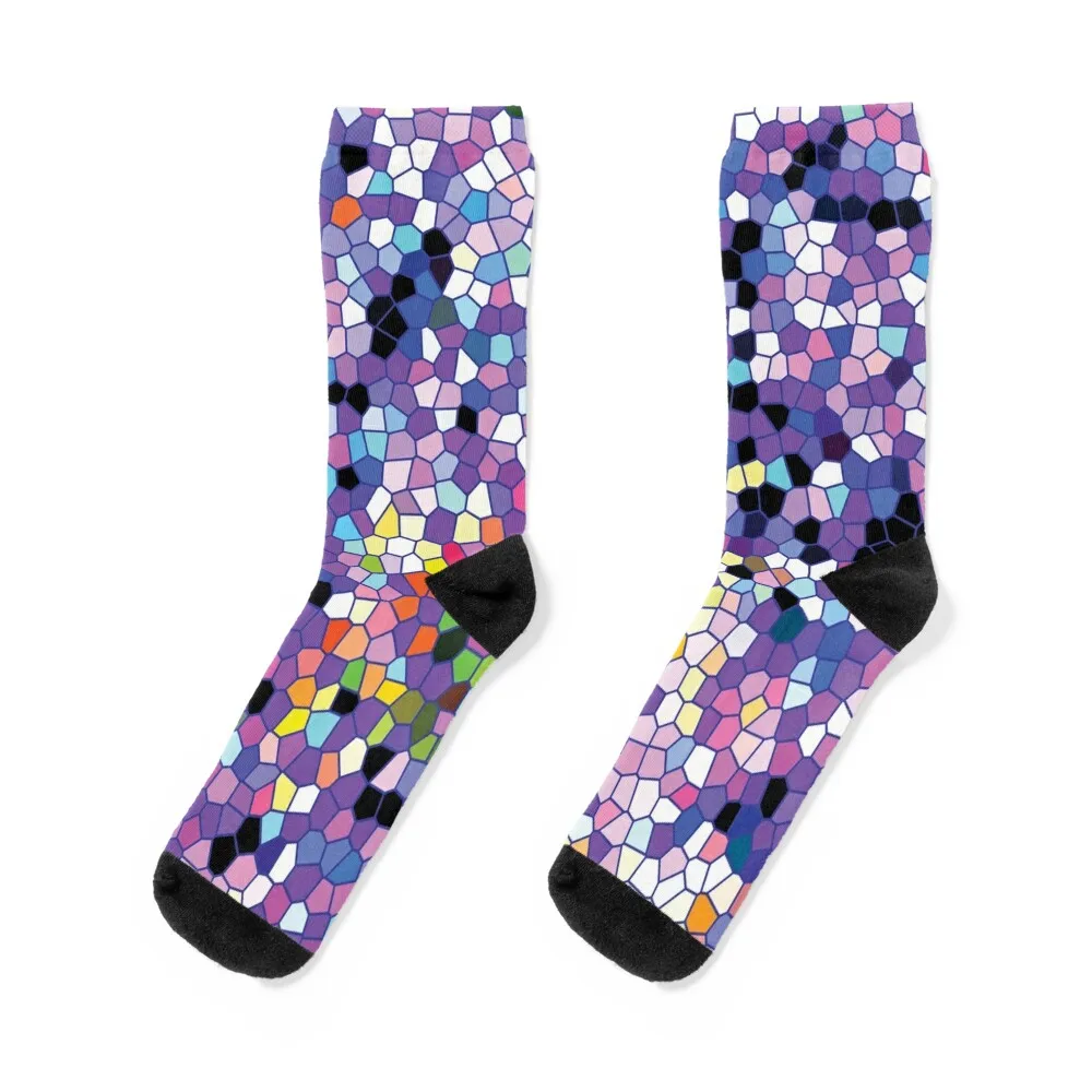 

Abstract Digital Mosaic Two Socks Antiskid soccer kawaii Socks For Men Women's