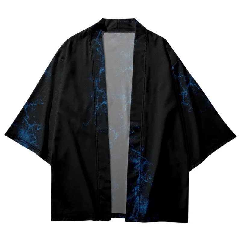 Plus Size 6XL Japanese Kimono Vintage Gradient Geometry Print Cardigan Beach Yukata Streetwear Men Women Haori Robe Clothes