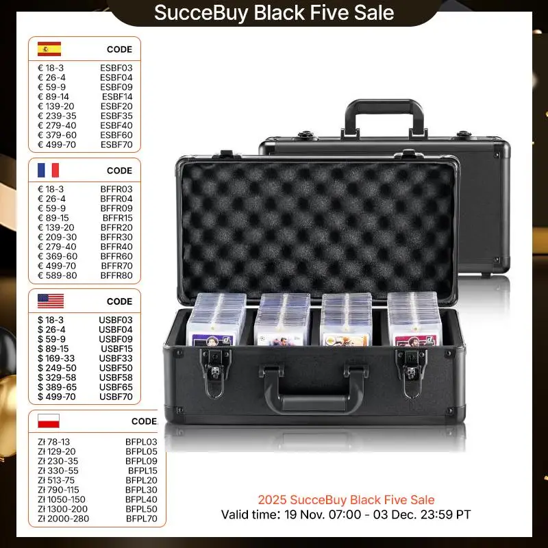 SucceBuy Graded Card Storage Box 4 Slots or 5Slots with Key Lock or Coded Lock Foam Dividers for 96/108/120/162 PSA Graded Cards