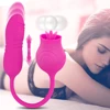 Powerful Rose Toy Silicone Rose Vibrator Female Stimulator Oral Clit Tongue Licking Dildo Thrusting Egg Adult Sex Toys for Women 1