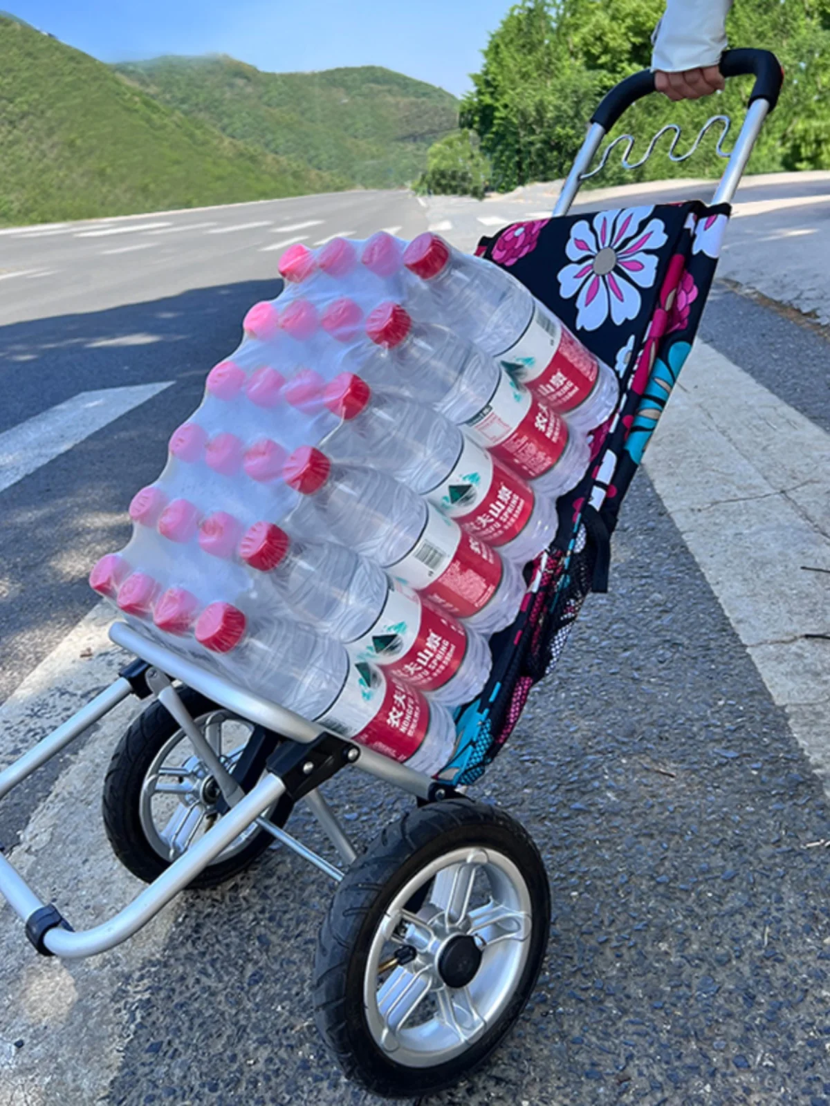 Folding shopping cart elderly portable trailer aluminum alloy cart home pickup express