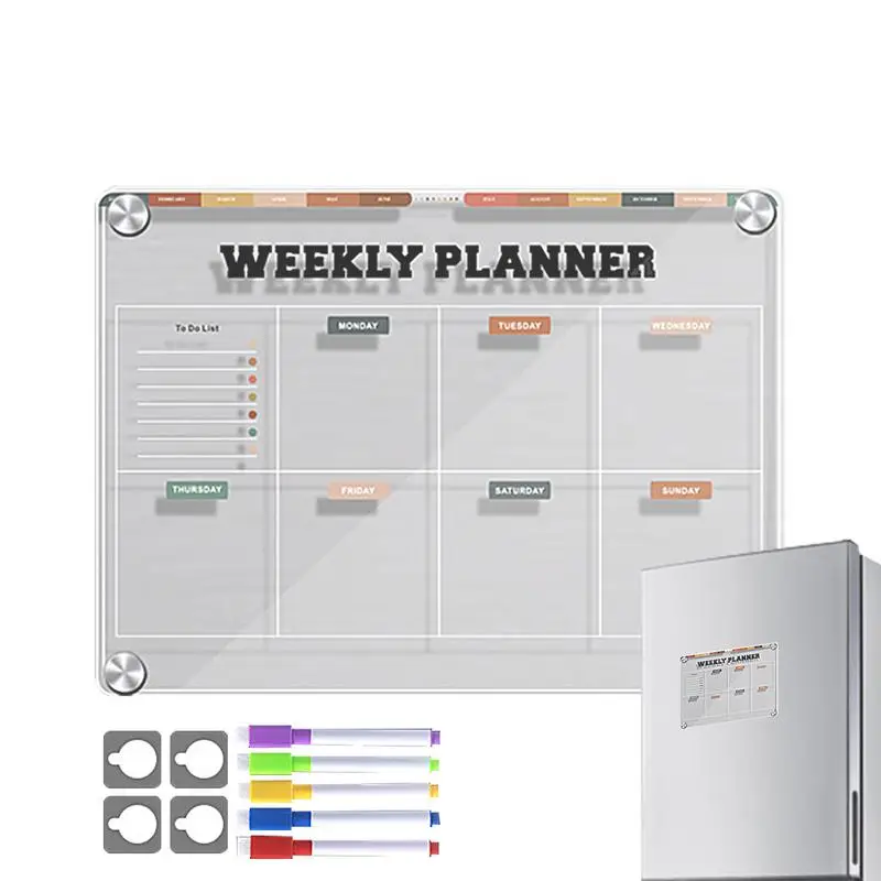 

Reusable Magnetic Calendar for Fridge Dry Erase Board Refrigerator White Boards Small Planner Schedule Board to Do List