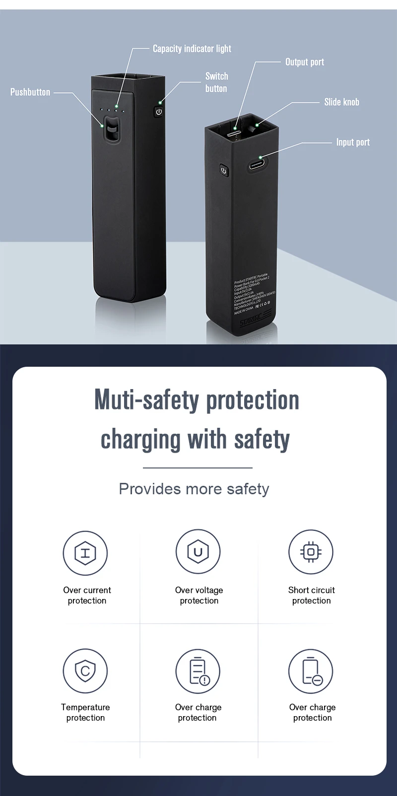 móvel 3200mah carregador de bateria portátil hub