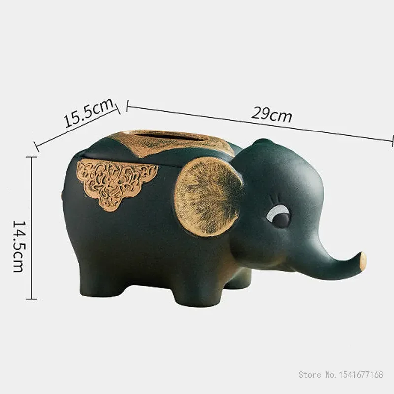 Nordic Luxury Creative Ceramic Tissue Box Modern Household Living Room Dining Table Bedroom Decoration, Elephant Tissue Box, 1Pc