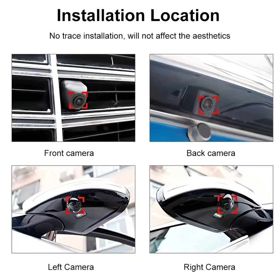[360 HD Vehicle Camera] | Panoramic Surround View, Right+Left+Front+Rear, Night Vision, Driving&Parking Assist - 6