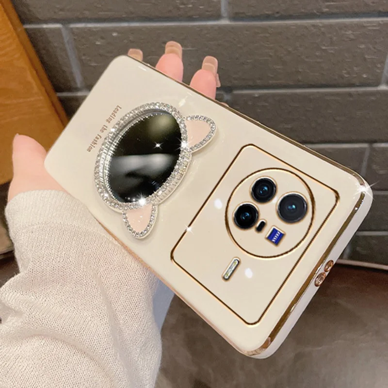 Plating Make-up Mirror Case For Infinix Note 12Pro VIP 4G 11S 10 Hot 11 12i 12 Play 20S Tecno Pova2 Cat Ears Cover_voghion.com