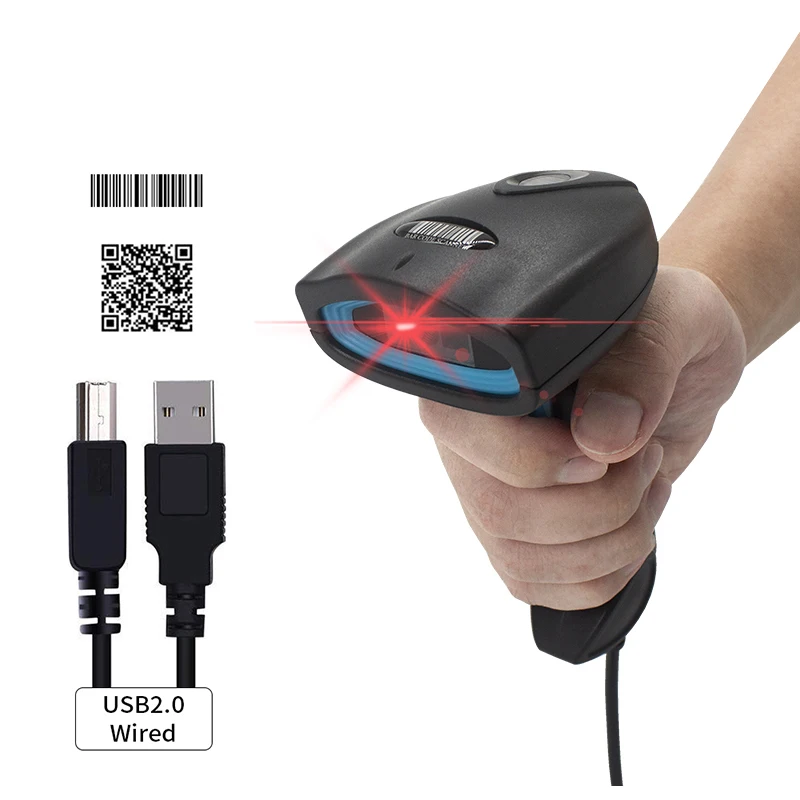 

2D Barcode Scanner Handheld Portable USB Wired 1D/2D QR Bar Code PDF417 Data Matrix Reader for Store Inventory POS Terminal