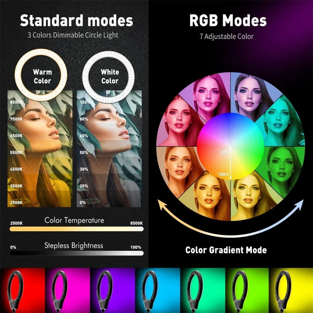 HONGDAK 10.2 &&selfie LED 링 라이트 무선 원격 제어 삼각대 사진 램프 전화 메이크업 라이브 비디오 스트리밍