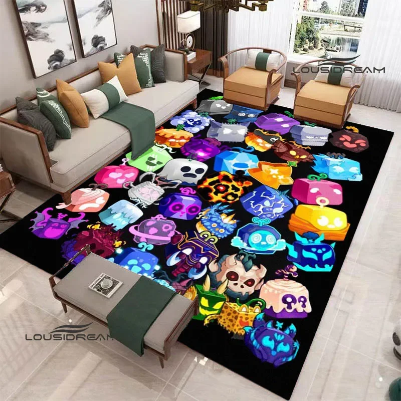 3D game B-blox fruits printed carpet Non-slip carpet bedroom decoration living room decoration washroom floor mat birthday gift Floor Mat Plush Rug Decorative Carpet Plush Carpet Non Slip Carpet Plush Play Mat
