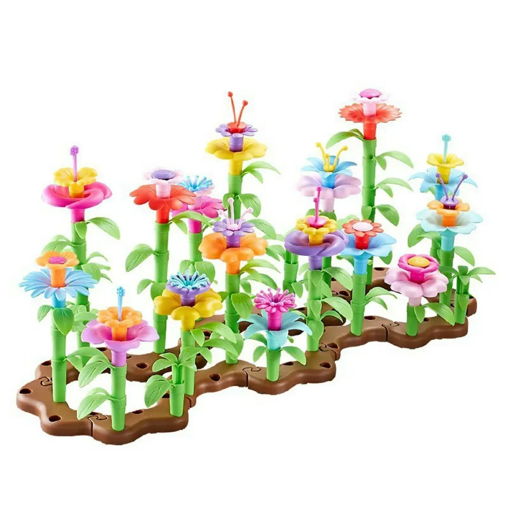 

54 pcs/set DIY Educational Flower Arrangement Toys Creative Colorful Interconnecting Blocks Building Garden Game for Girls