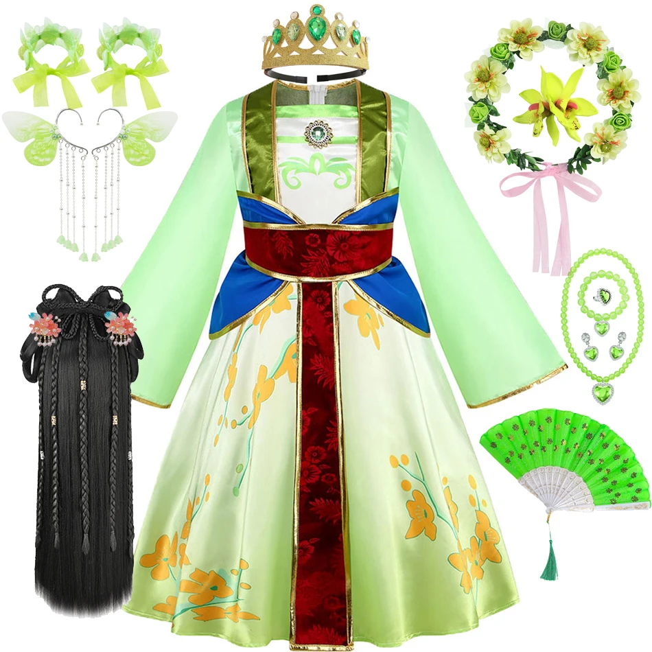 Vestido de princesa Mulan para niños, disfraz tradicional Hanfu de